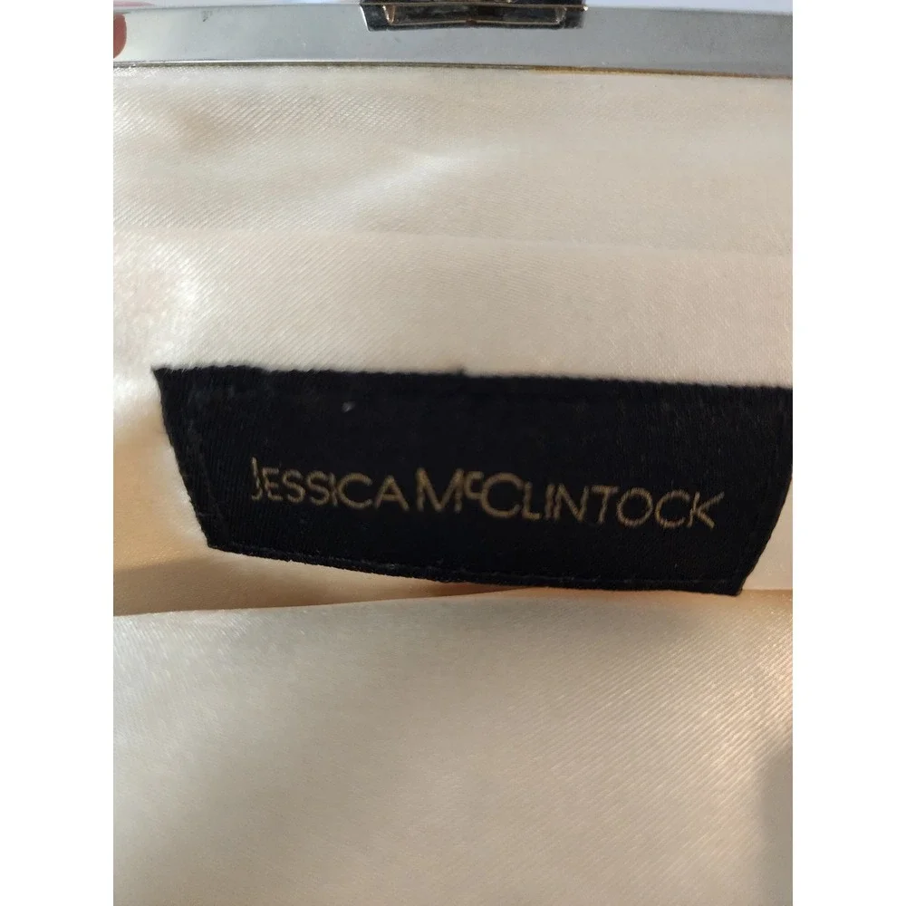 Jessica McClintock Silver Metal Mesh Evening Clutch Bag with Chain Strap Y2K